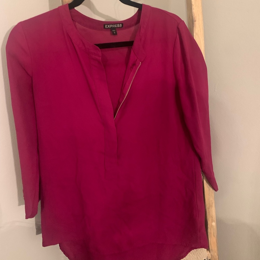 Pink  work shirt from Express. Zips 1/2 up.